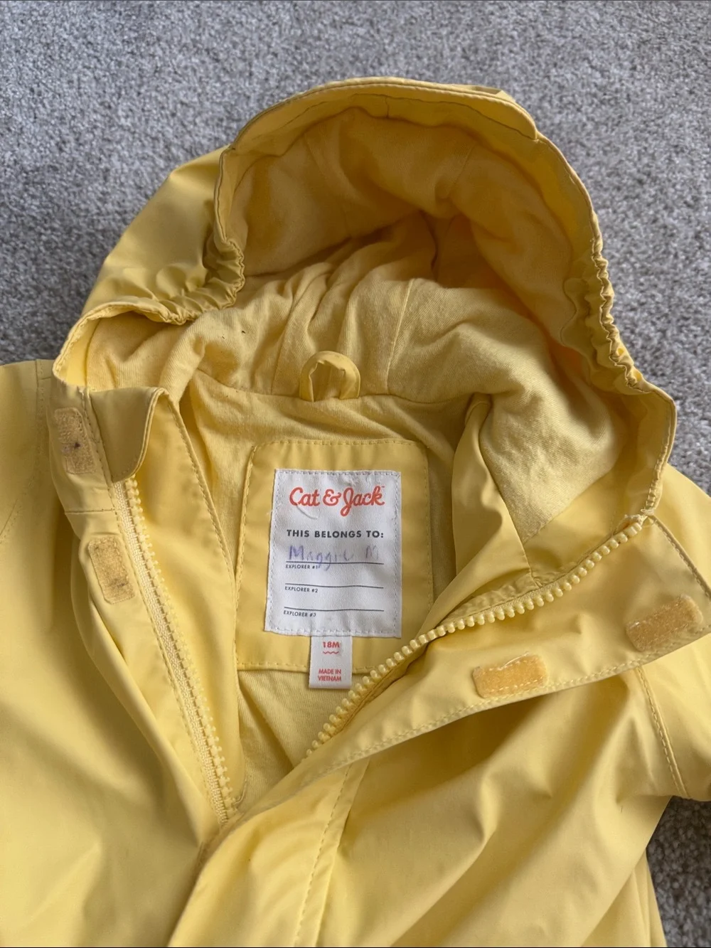 Cat & Jack Yellow Hooded Raincoat with Reflective Sleeve Bands